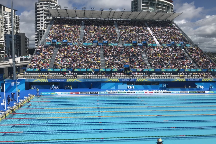 The spectacular outdoor swimming complex at GC2018